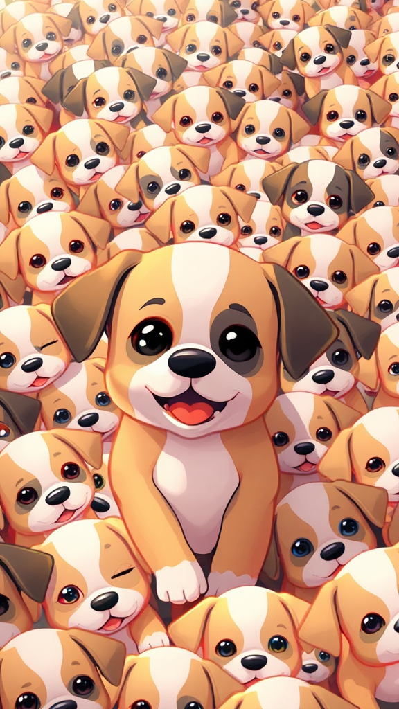 A Cartoon of Thousands Little Puppies