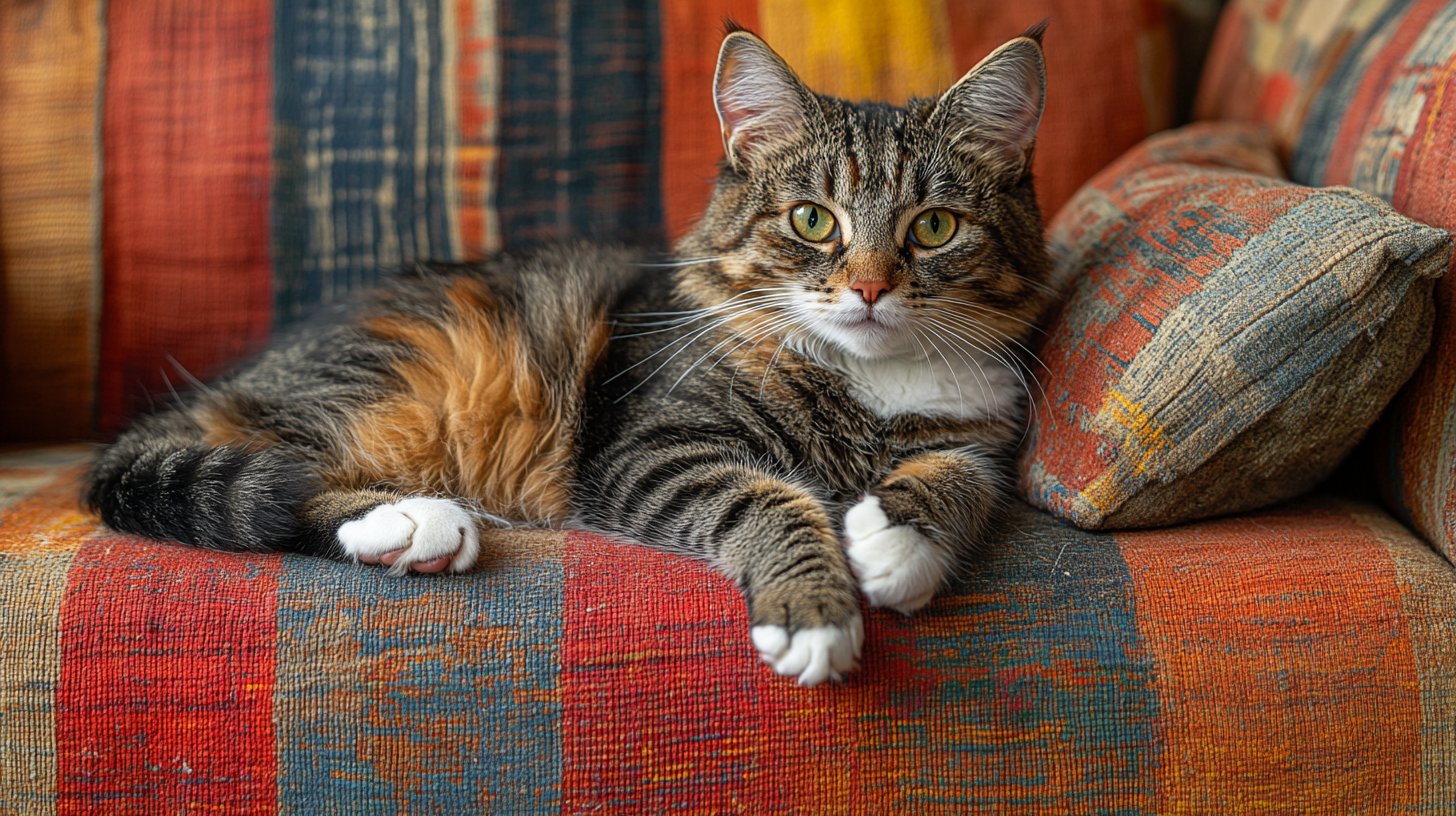 A Cat's Sudden Slip on New Sofa Fabric