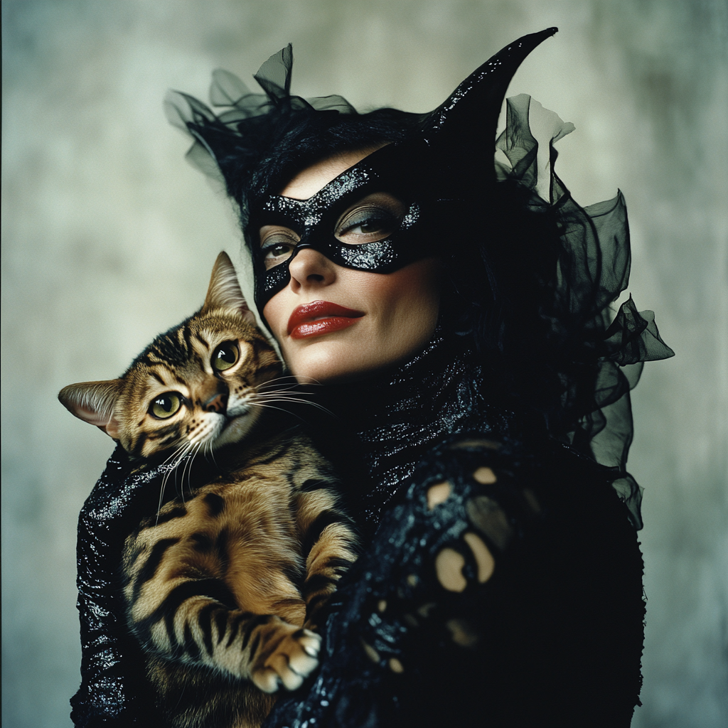 A Catwoman and her Bengal cat - Photo Shoot