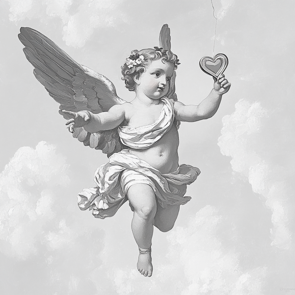 A Cherub Angel Flying with Love Potion