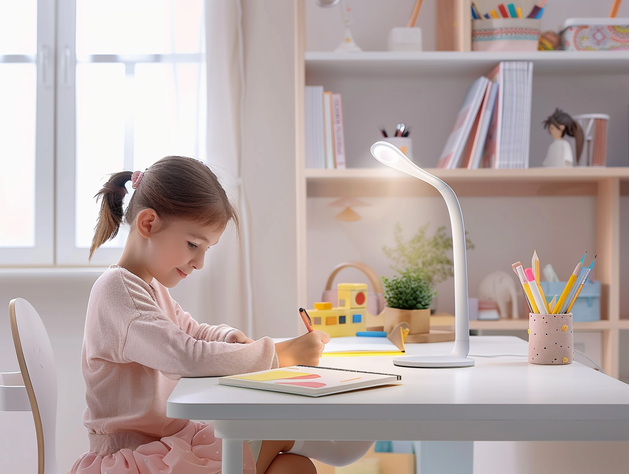 A Child's Study Corner with LED Lamp