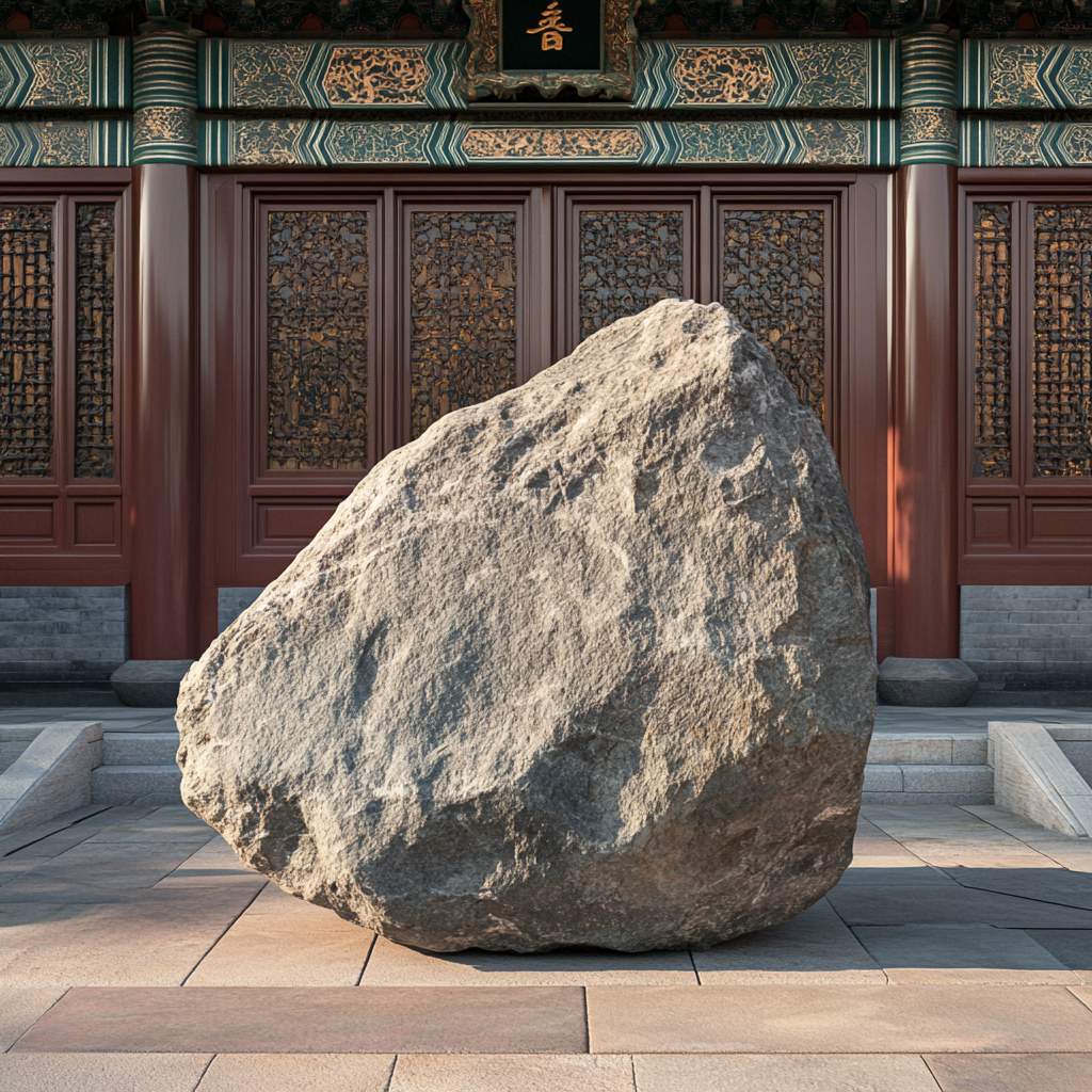 A Chinese Big Rock Decoration at the Gate