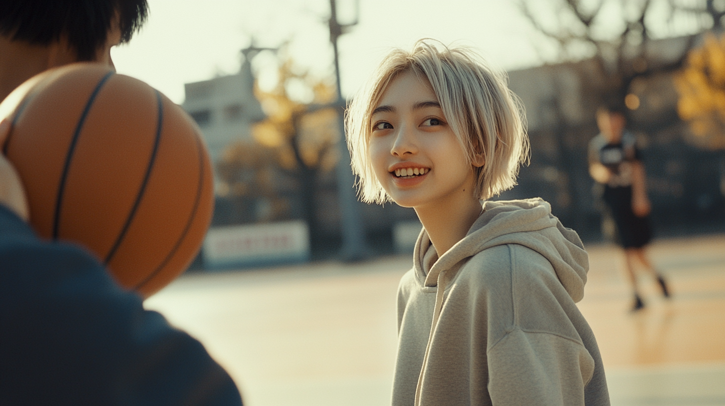 A Chinese Girl Outplays Opponent on Basketball Court