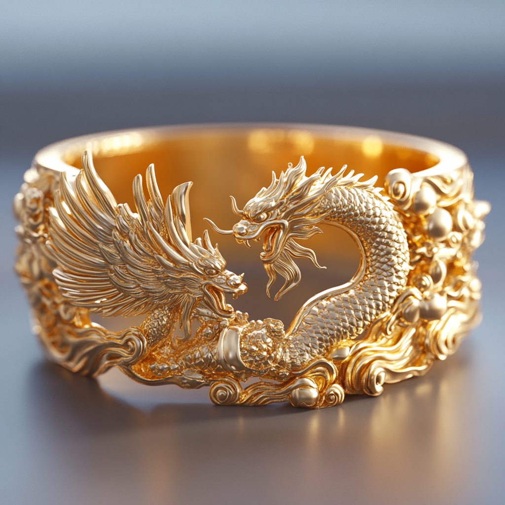 A Chinese Wedding Bracelet with Phoenix and Dragon