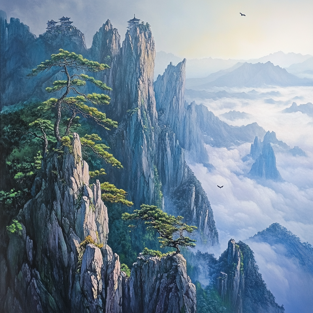 A Chinese painting of Mt. Huangshan's stability