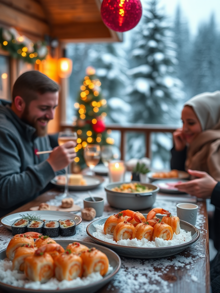 A Christmas party with sushi in Norway.