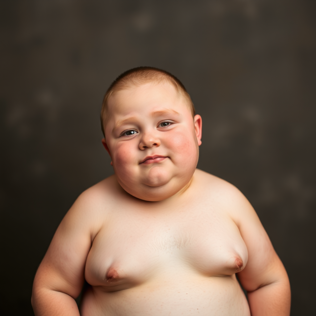 A Chubby Teen Boy Without Shirt