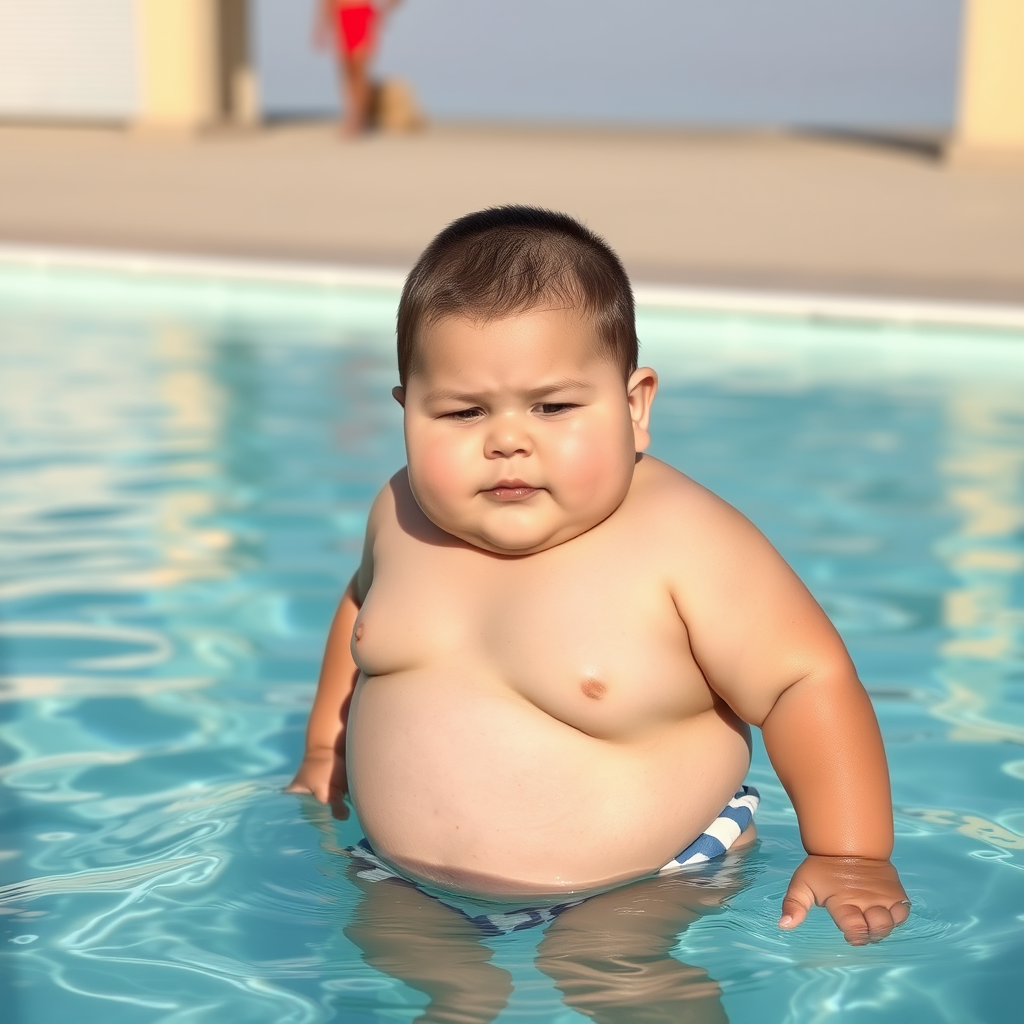 A Chunky Kid Wearing Swimwear