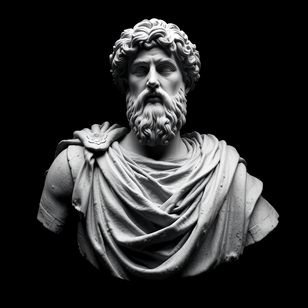 A Classic Black and White Marcus Aurelius Statue