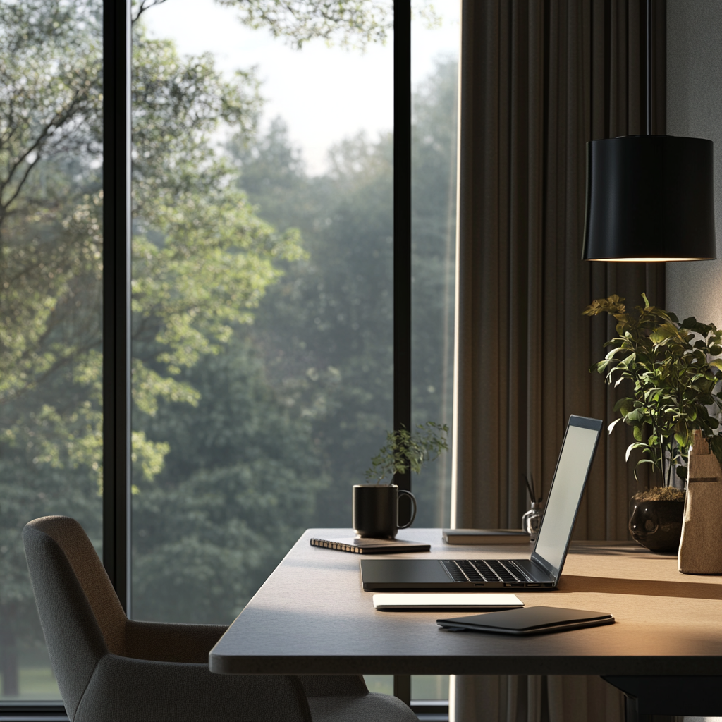 A Clean Desk in Modern Home Office Environment