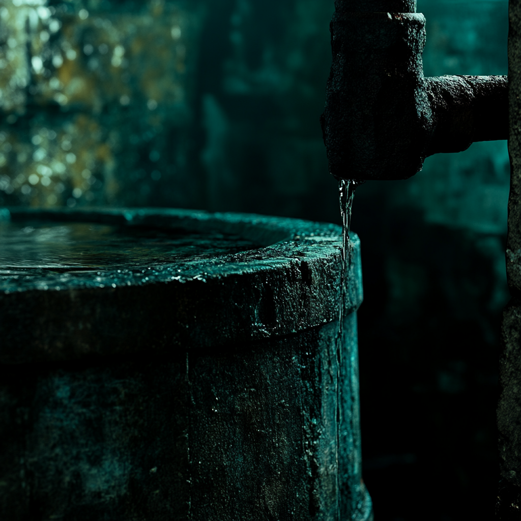 A Colonial Water Well in Cinematic Shadows