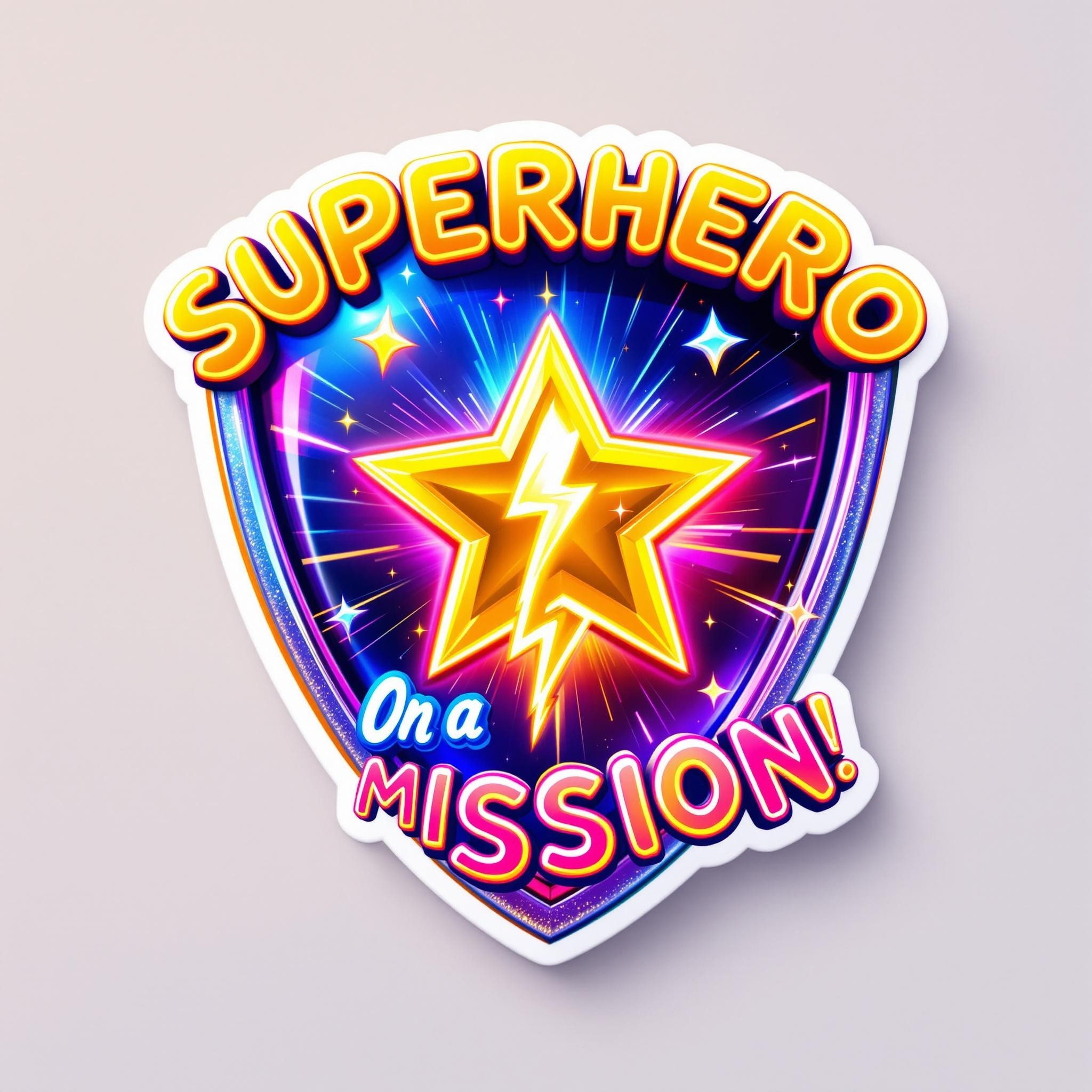 A Colorful 3D Superhero Sticker with Vibrant Energy