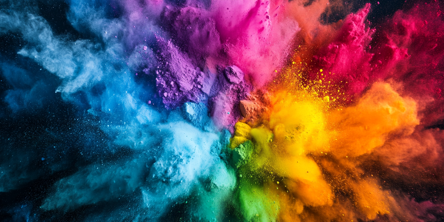 A Colorful Explosion: Powder and Brush Art Display