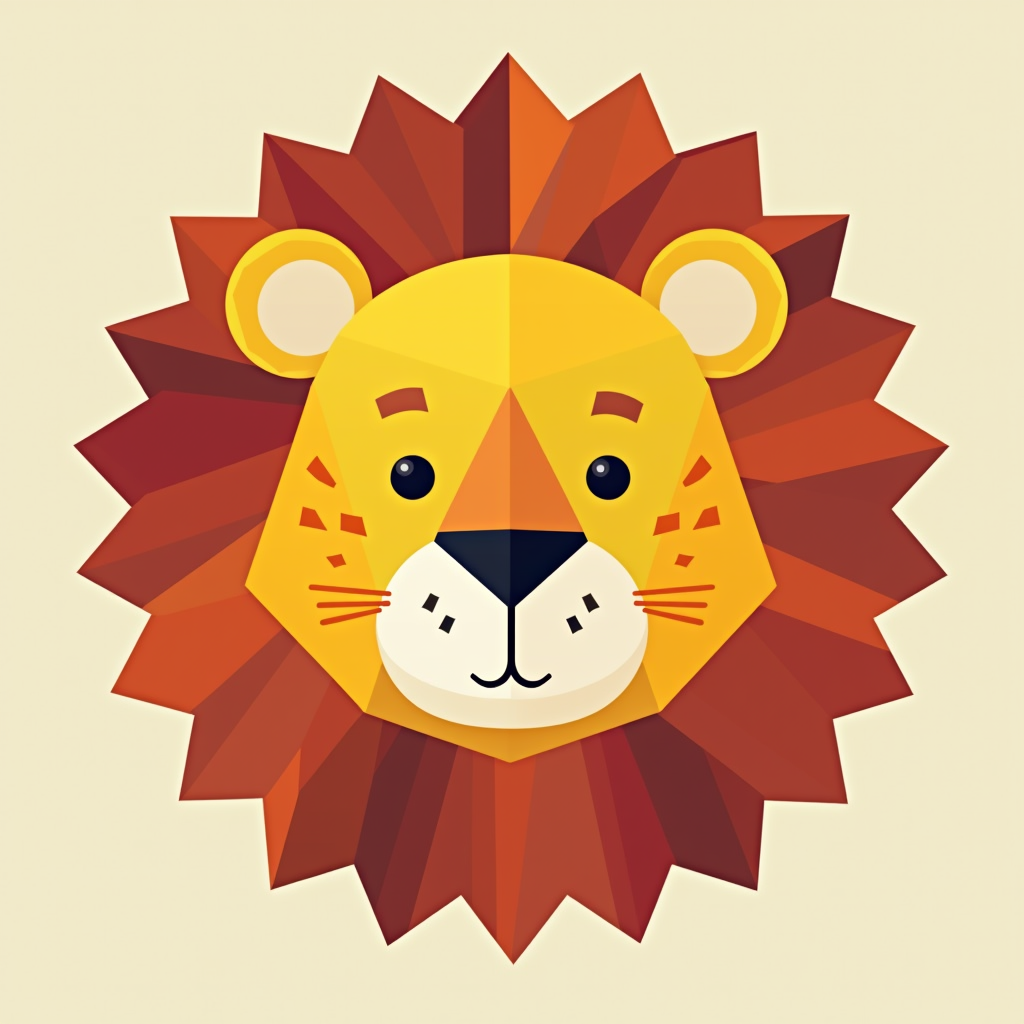 A Colorful Geometric Lion Face for Kids