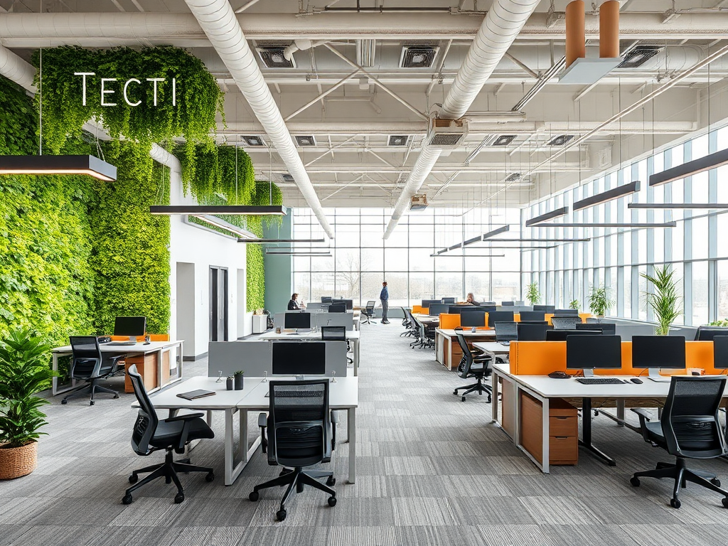 A Colorful Office with Collaborative Spaces and Ergonomic Furniture.