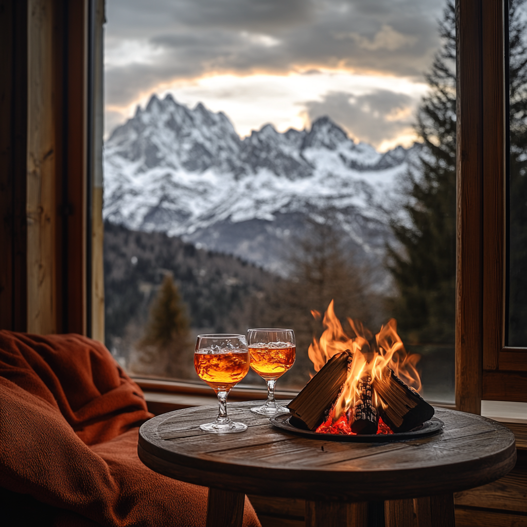 A Colorful Photo of Italian Alps from Indoor Terrace