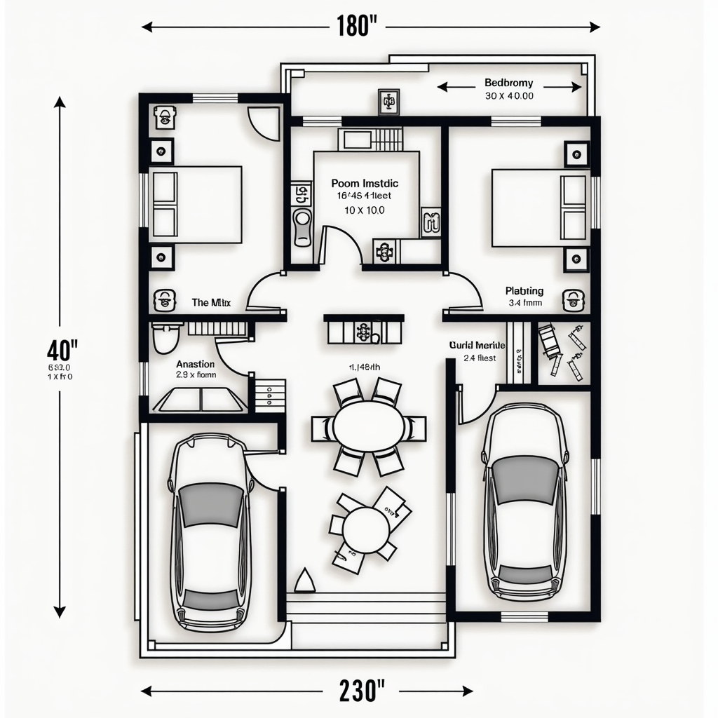 A Comprehensive 25x40 Two-Bedroom House Floor Plan