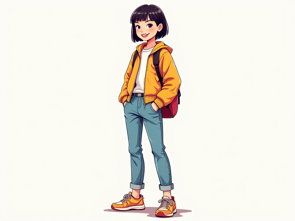 A Confident Young Girl in Stylish Fashion