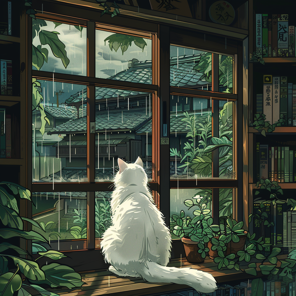 A Cozy Library Night with a Birman Cat