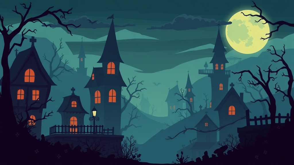 A Creepy Town Background for 2D Platformer