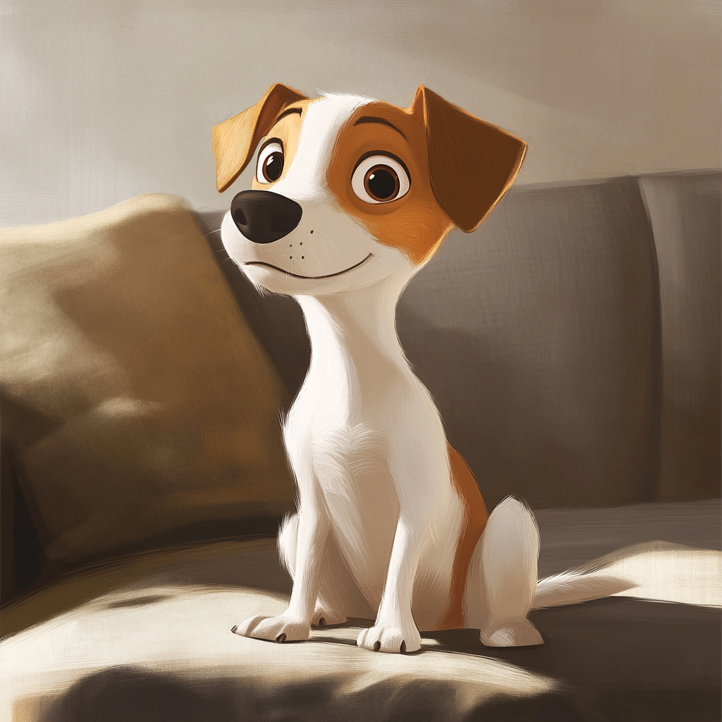 A Curious Pixar Dog on the Couch