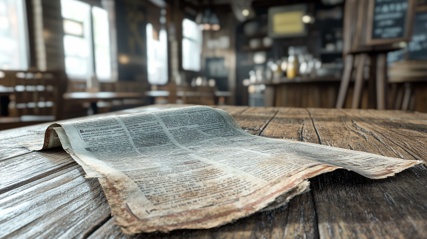 A Current Newspaper on a Wooden Table