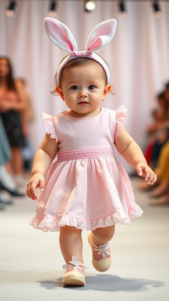 A Cute Baby in Bunny Dress at Fashion Show