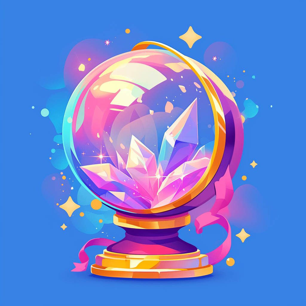 A Cute Cartoon Crystal Ball in Bold Colors