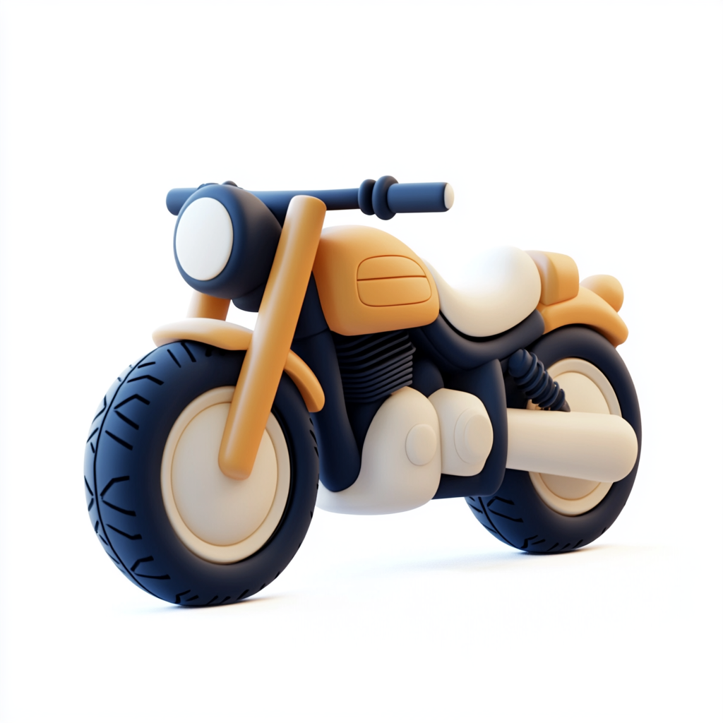 A Cute Clay-Like Motorcycle Icon Design