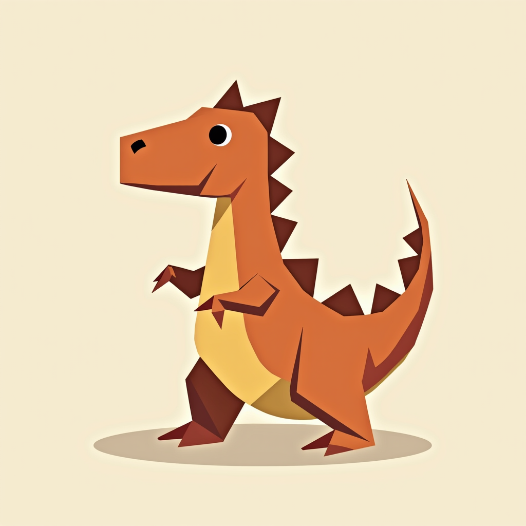 A Cute Dinosaur Designed in Origami Style
