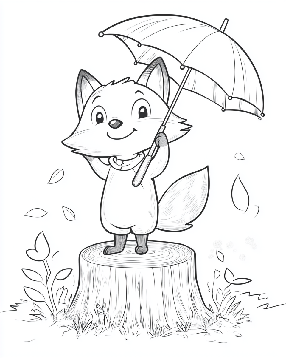 A Cute Fox Standing on Tree Stump