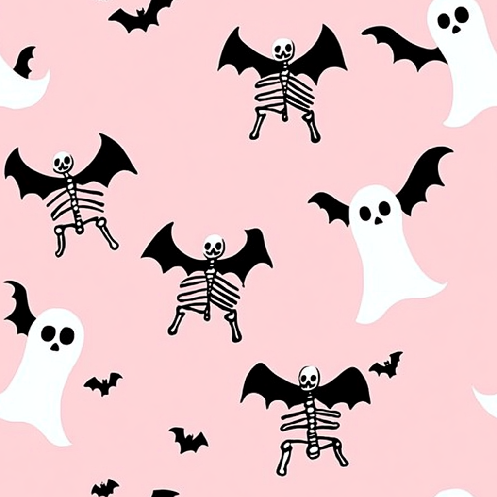 A Cute Halloween Pattern with Pink Background