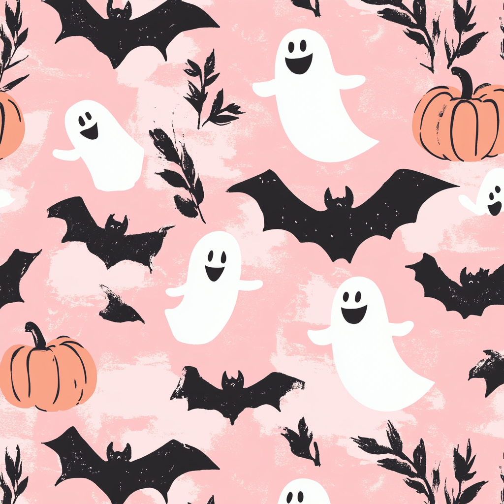 A Cute Halloween Pattern with Pink Theme