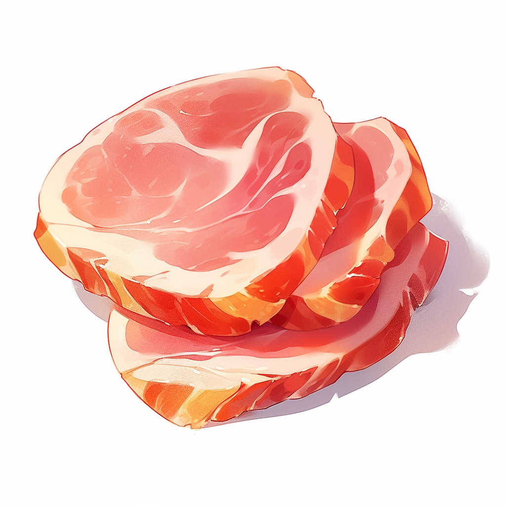 A Cute Ham Slicing Food in 3D