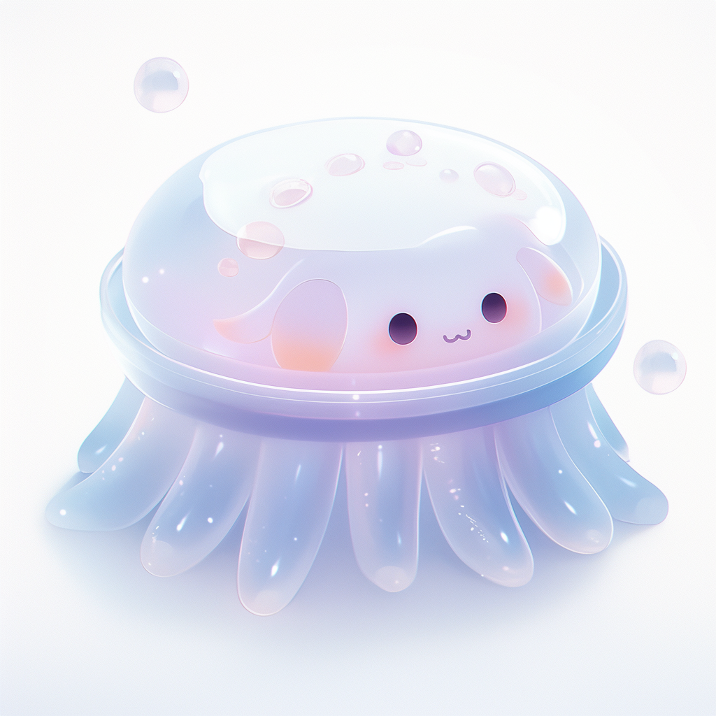 A Cute Jellyfish 3D Icon in Tiny Painting