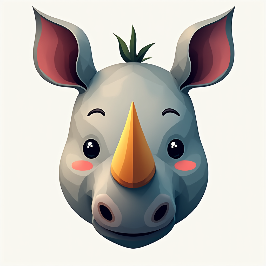 A Cute Pastel-Colored Rhino Face Design