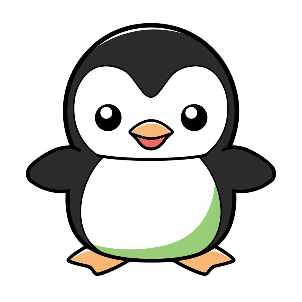 A Cute Smiling Penguin Sticker in Green