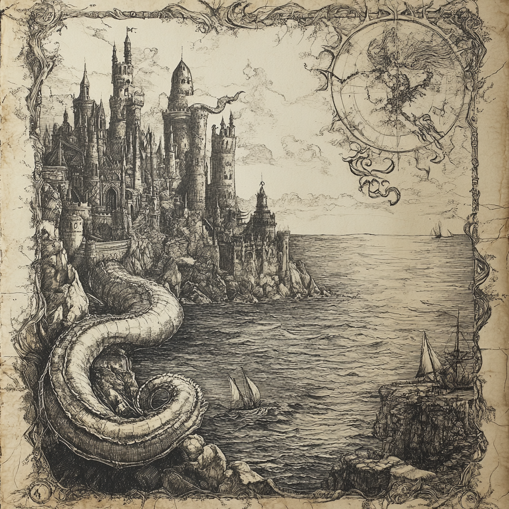 A Dark Fantasy Book Cover: Sea Monster Drawing