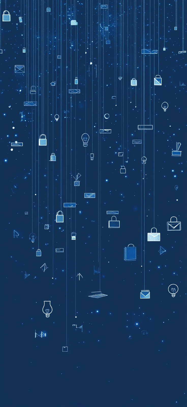 A Deep Blue Background with Icons and Lines