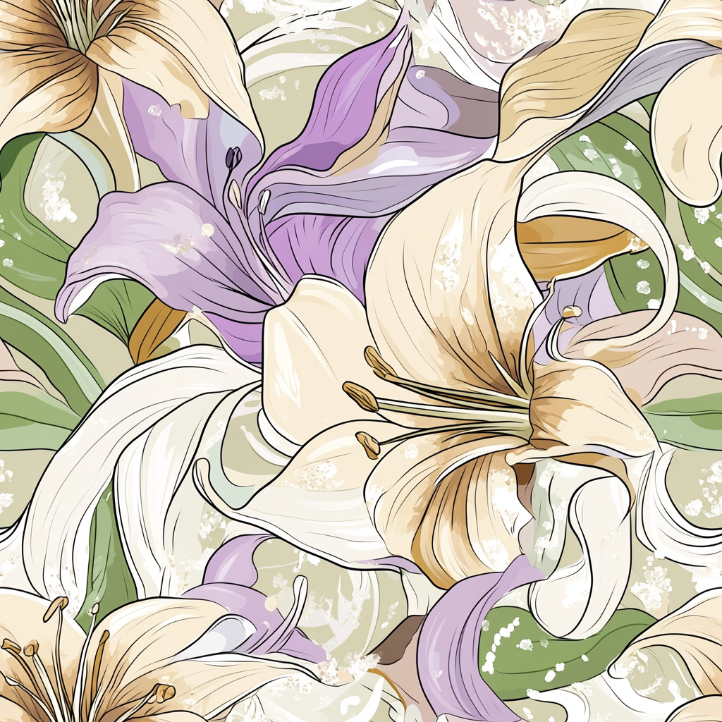 A Delicate Lily Floral Tile Design