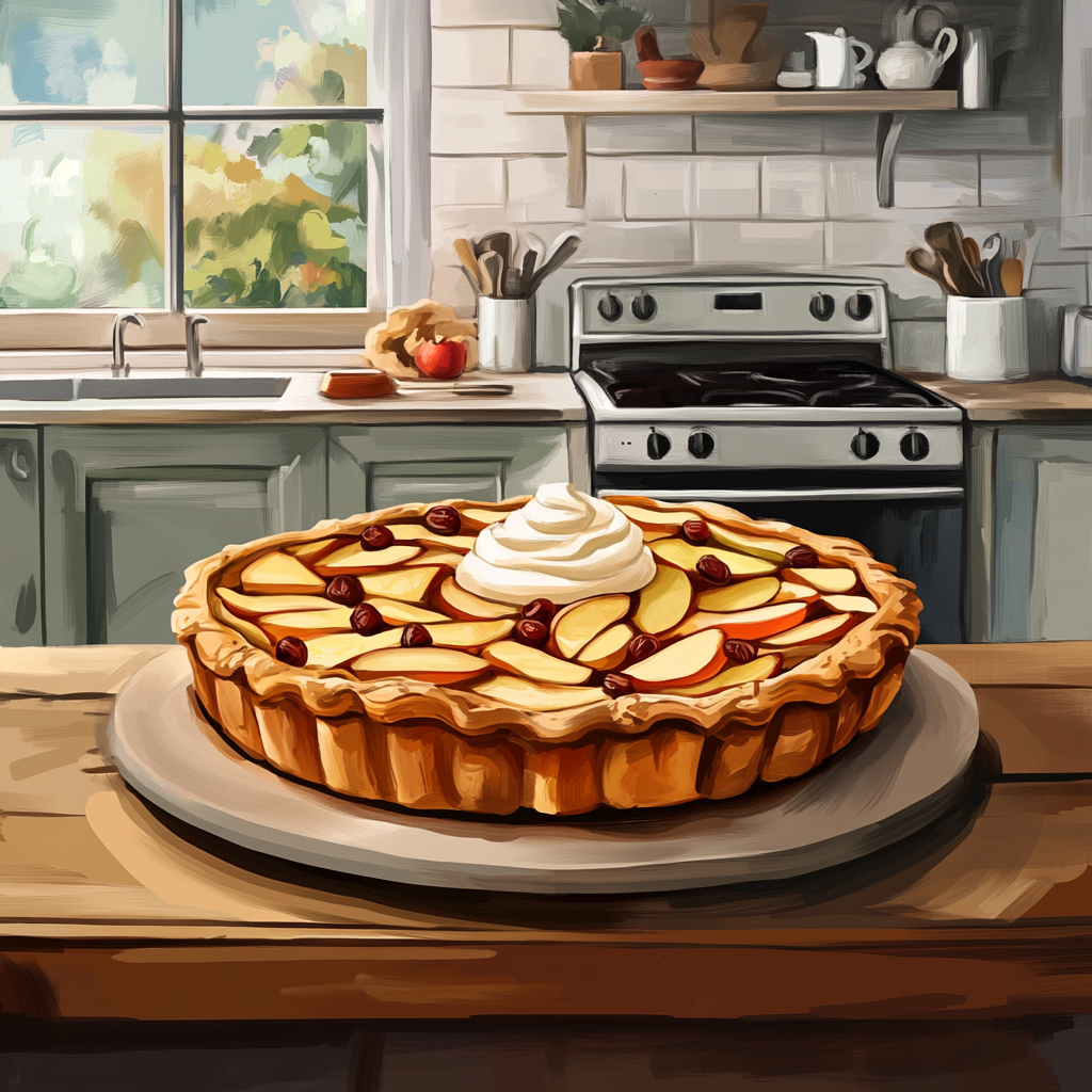 A Delicious Homemade Apple Pie in a French Kitchen