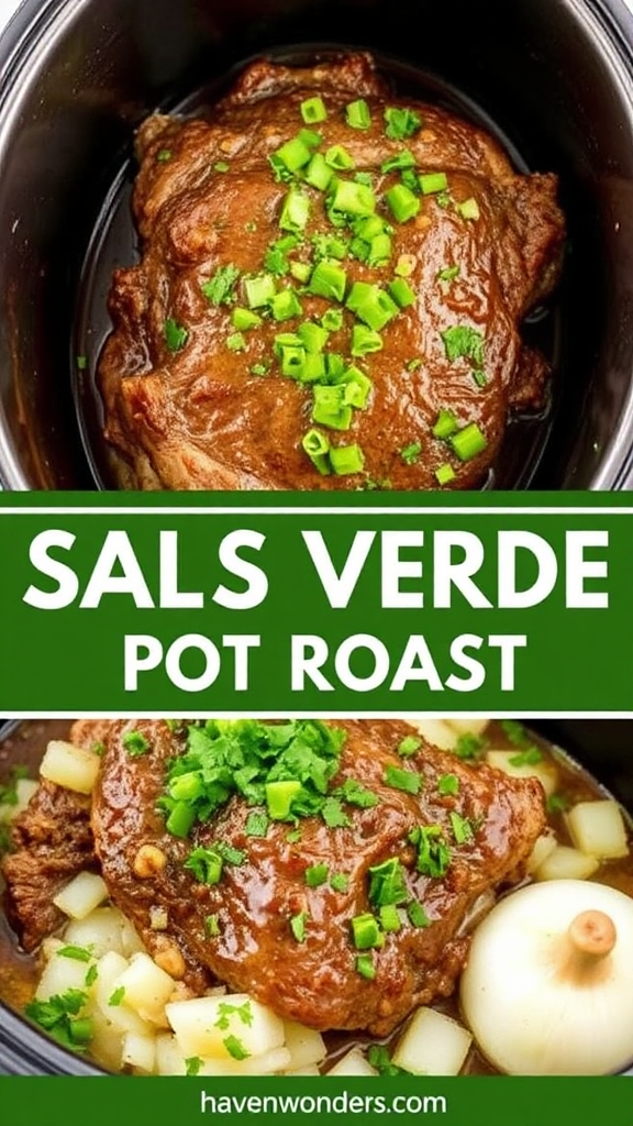 A Delicious Salsa Verde Pot Roast Collage