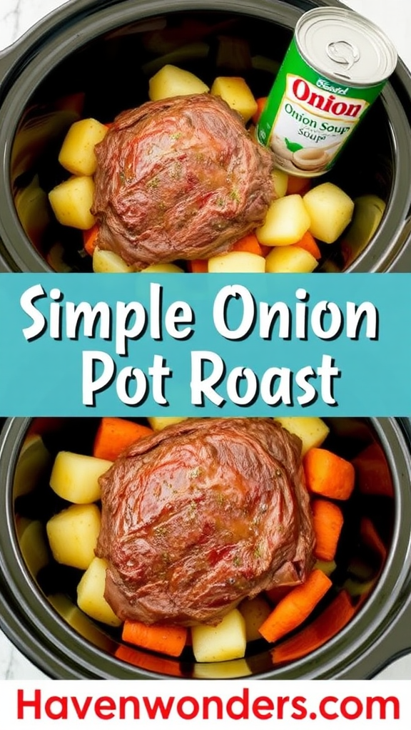 A Delicious Simple Onion Pot Roast Collage