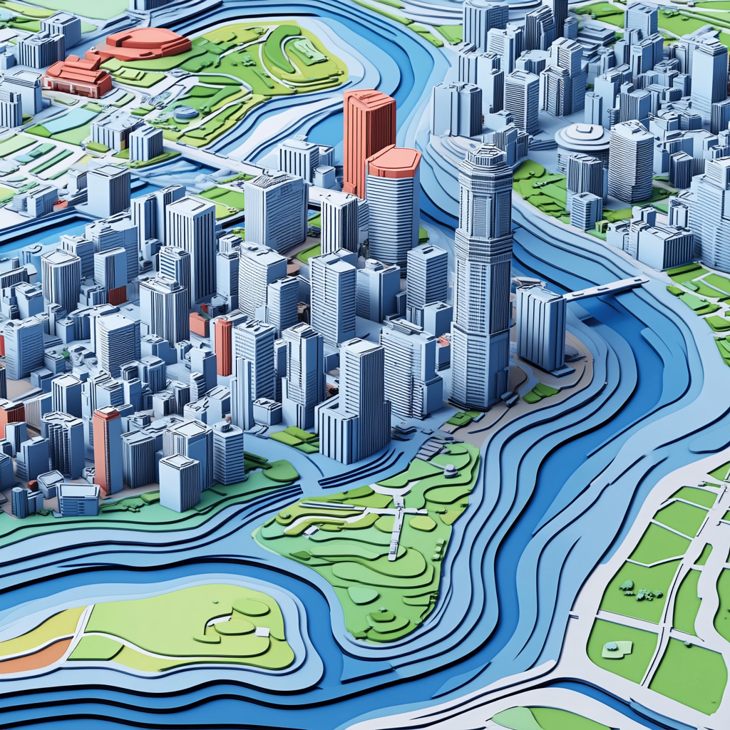 A Detailed 3D Topographic Map of Downtown Tokyo