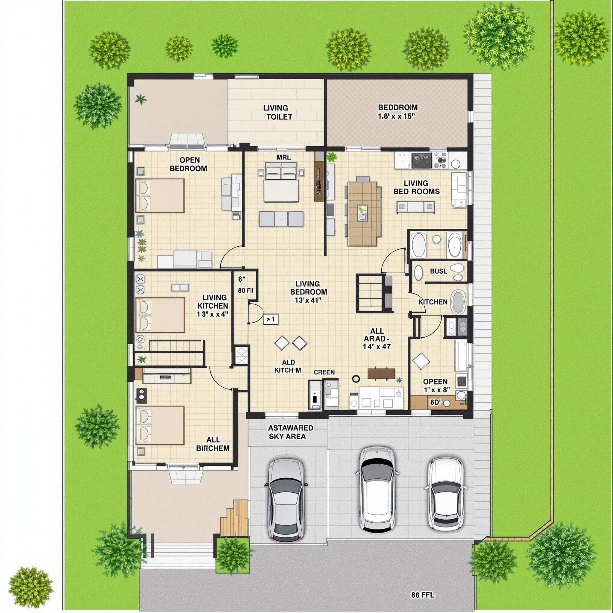 A Detailed 5-Bedroom House Floor Plan