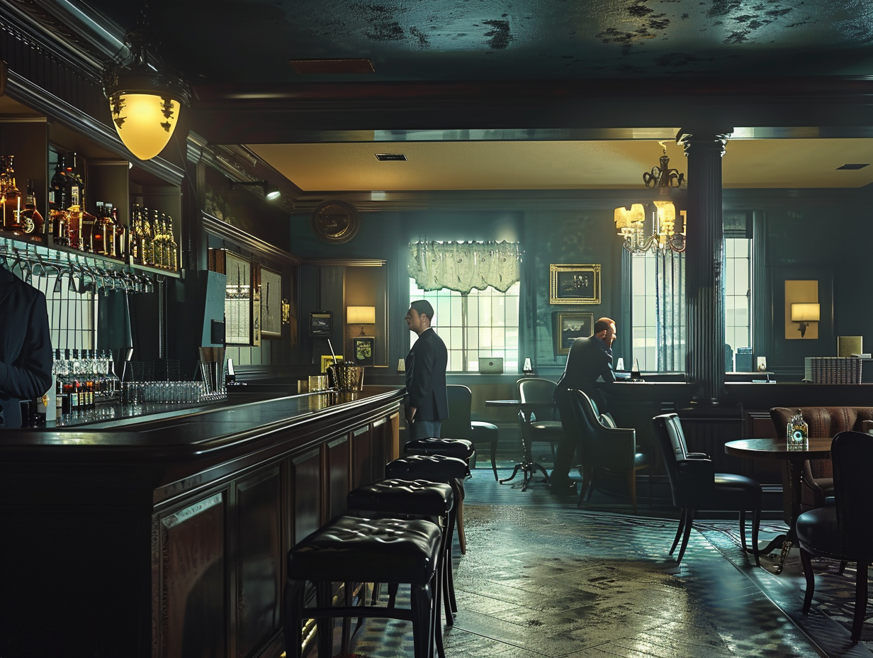 A Detailed Men's Club Ad in Cinematic Lighting.