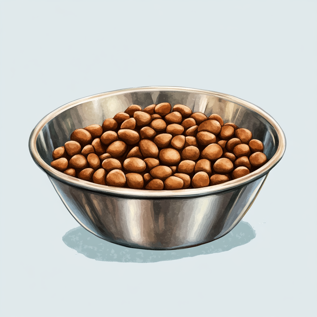 A Detailed Watercolor Clipart of Cat Food Bowl