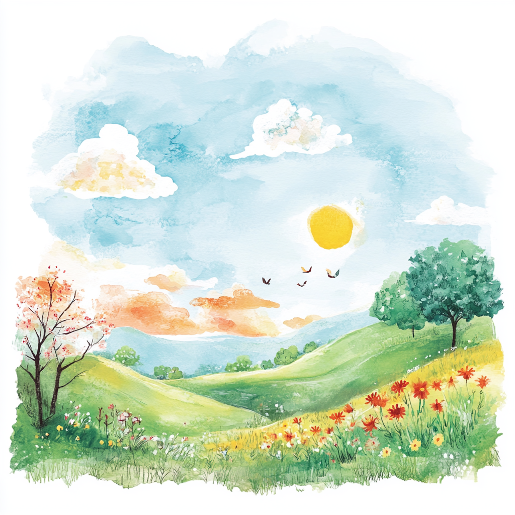 A Detailed Watercolor Sky Like Beatrix Potter's Art