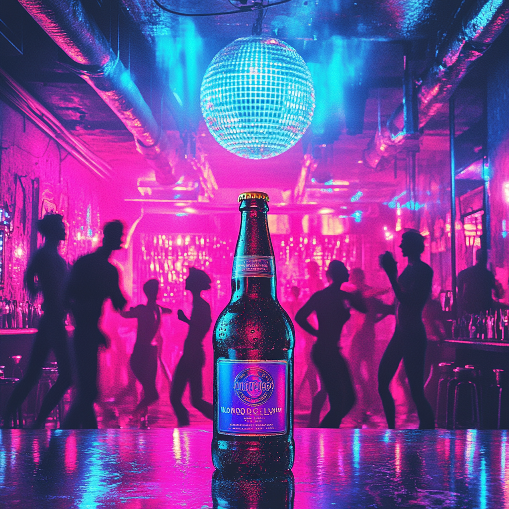 A Disco Party with Neon Lights and Beer