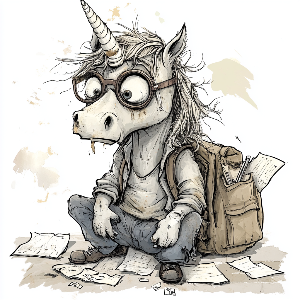 A Disheveled Unicorn Ready for School